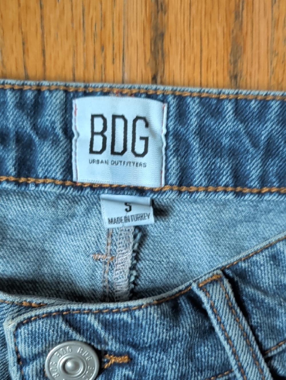 BDG Washed Blue Distressed Denim Mini Skirt - Picture 3 of 5